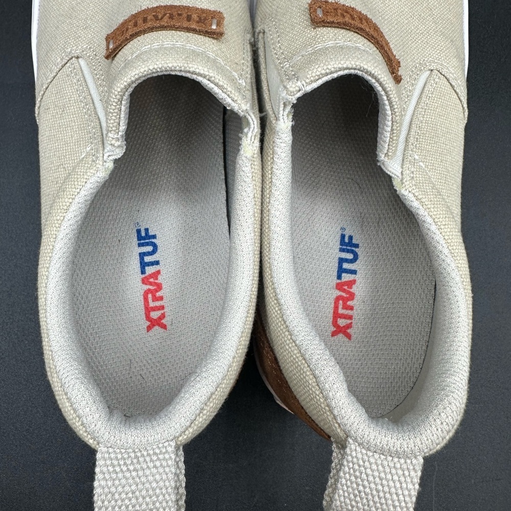 EUC Xtratuf Women's Canvas Sharkbyte Deck Shoe Cream Boat Shoes 8.5 - Picture 5 of 7